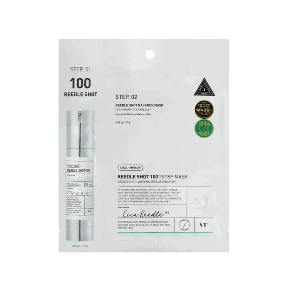 Masque visage coréen Mild Reedle Shot 2-Step Mask de VT Cosmetics, soin intense pour peau éclatante Masque visage coréen Mild Reedle Shot 2-Step Mask de VT Cosmetics, soin intense pour peau éclatante