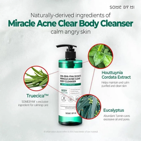 Nettoyant corps AHA-BHA-PHA 30 Days Miracle Acne Clear Body Cleanser contre l’acné pour une peau douce, purifiée et lisse