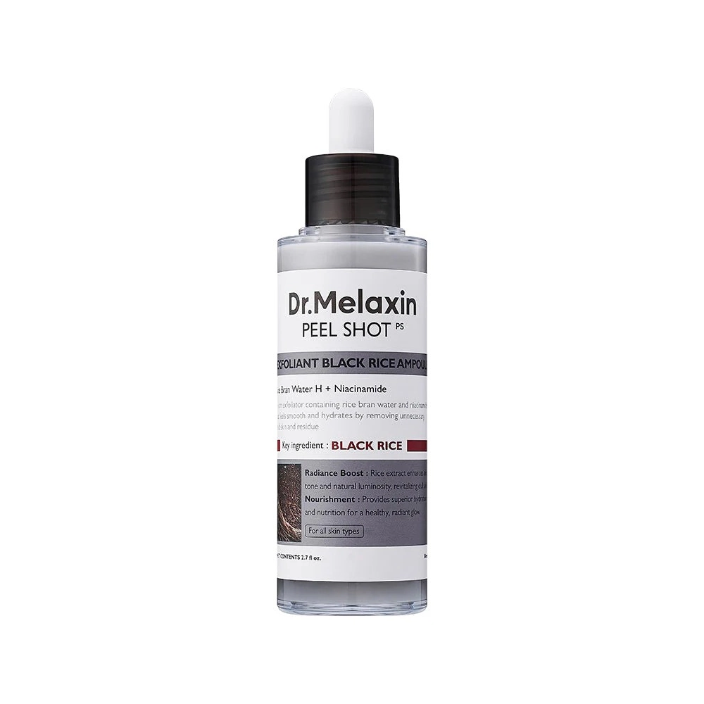 Peel Shot Exfoliating Black Rice Ampoule soin coréen de DR MELAXIN pour exfolier en douceur et illuminer le visage Peel Shot Exfoliating Black Rice Ampoule soin coréen de DR MELAXIN pour exfolier en douceur et illuminer le visage