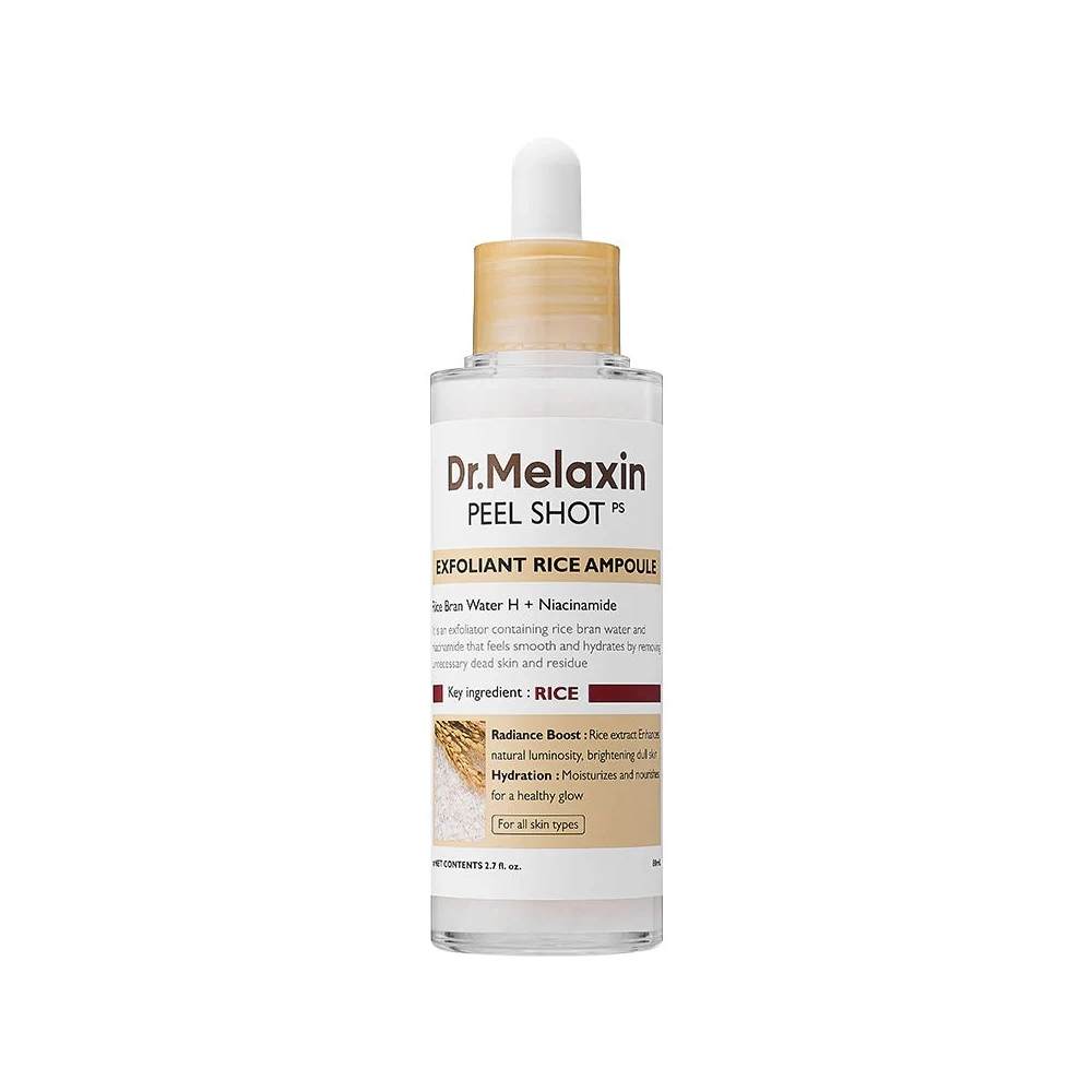 Peel Shot Exfoliating White Rice Ampoule DR MELAXIN, exfoliant chimique et mécanique coréen qui illumine le visage Peel Shot Exfoliating White Rice Ampoule DR MELAXIN, exfoliant chimique et mécanique coréen qui illumine le visage