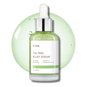 Sérum apaisant Tea Tree Relief Serum de IUNIK au tea tree et à la centella pour calmer, hydrater et purifier la peau.