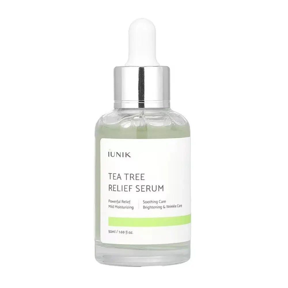 Sérum apaisant Tea Tree Relief Serum de IUNIK au tea tree et à la centella pour calmer, hydrater et purifier la peau.