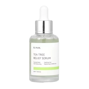 Sérum apaisant Tea Tree Relief Serum de IUNIK au tea tree et à la centella pour calmer, hydrater et purifier la peau.