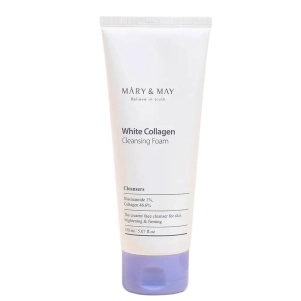 Nettoyant White Collagen Cleansing Foam de Mary & May, mousse coréenne au collagène pour nettoyer et lisser la peau.