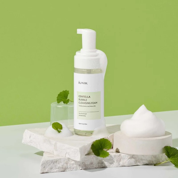 K BEAUTY COSMETICS Cosmétiques coréens  IUNIK Centella Bubble Cleansing Foam soins du visage layering coréen