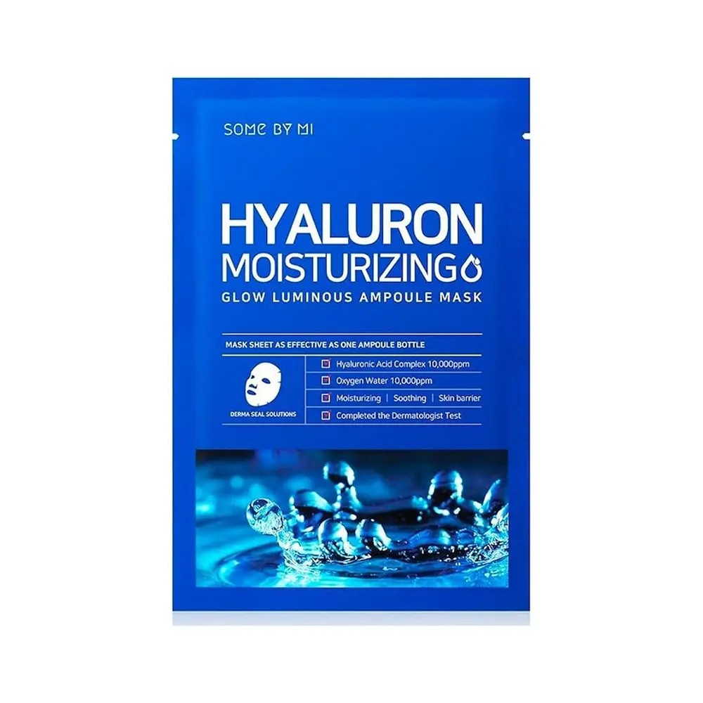 Real Hyaluron Moisturizing Glow masque visage hydratant à l'acide hyaluronique de SOME BY MI, soin coréen pour une peau hydratée