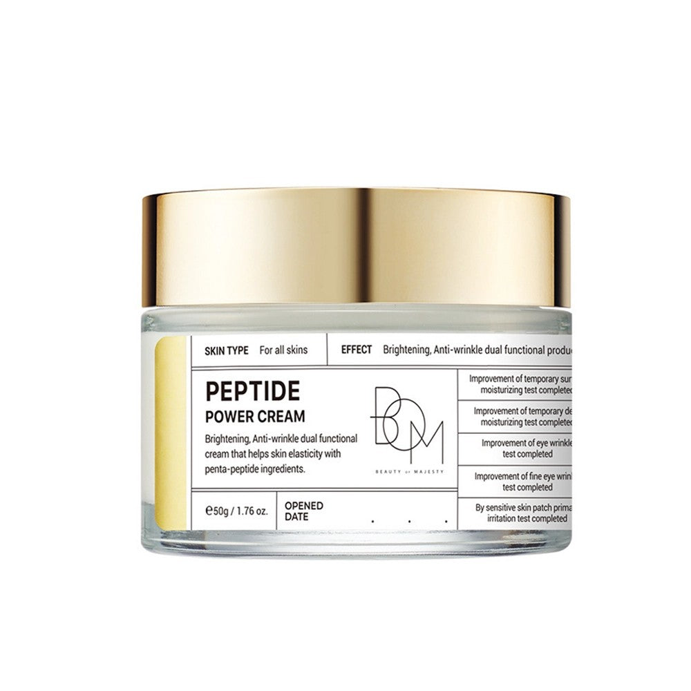 Crème visage anti-âge Peptide Power Cream de la marque coréenne BEAUTY OF MAJESTY aux peptides raffermissants et revitalisants