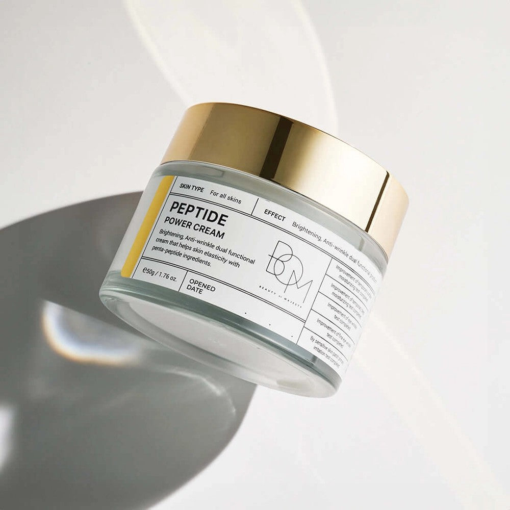 Crème visage anti-âge Peptide Power Cream de la marque coréenne BEAUTY OF MAJESTY aux peptides raffermissants et revitalisants