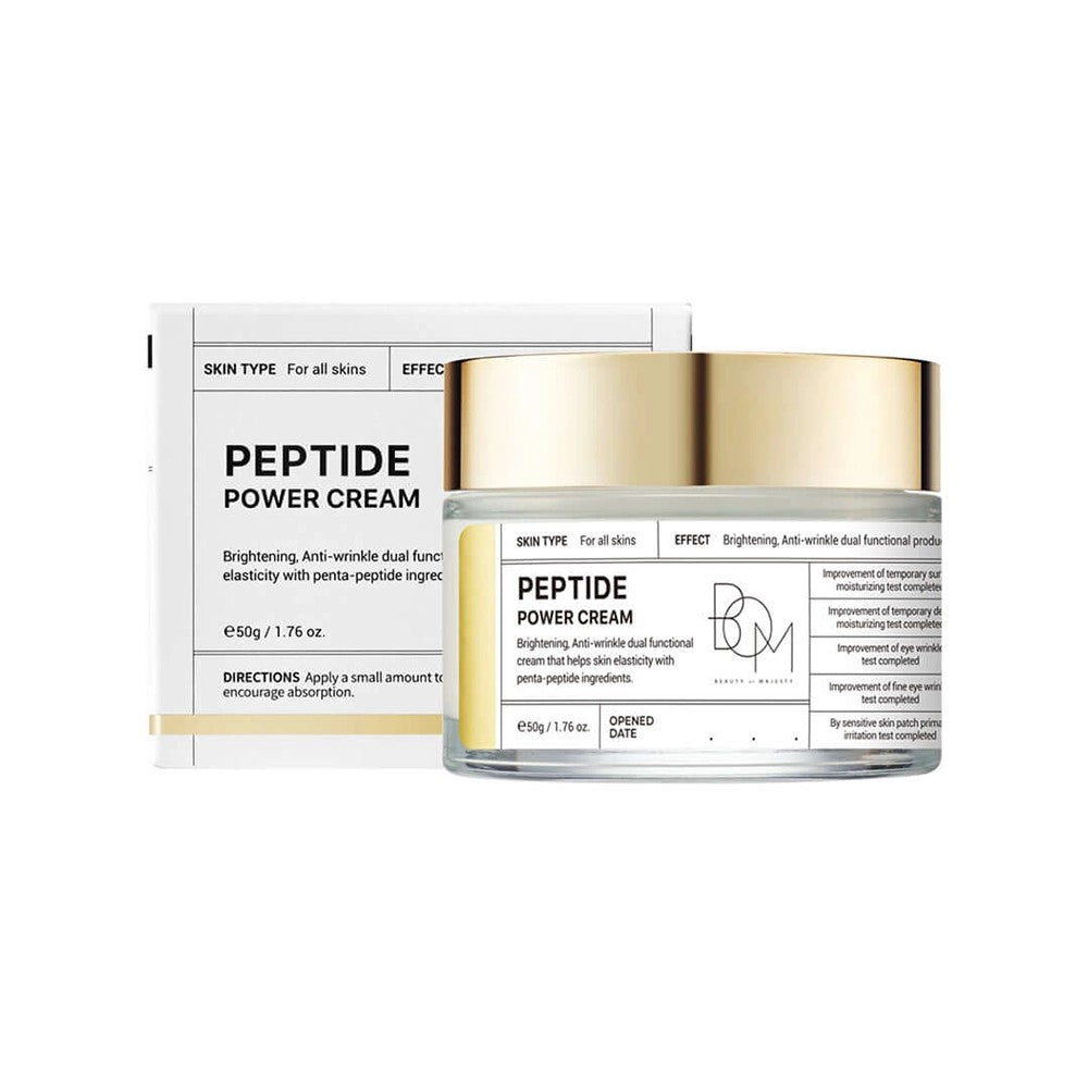 Crème visage anti-âge Peptide Power Cream de la marque coréenne BEAUTY OF MAJESTY aux peptides raffermissants et revitalisants