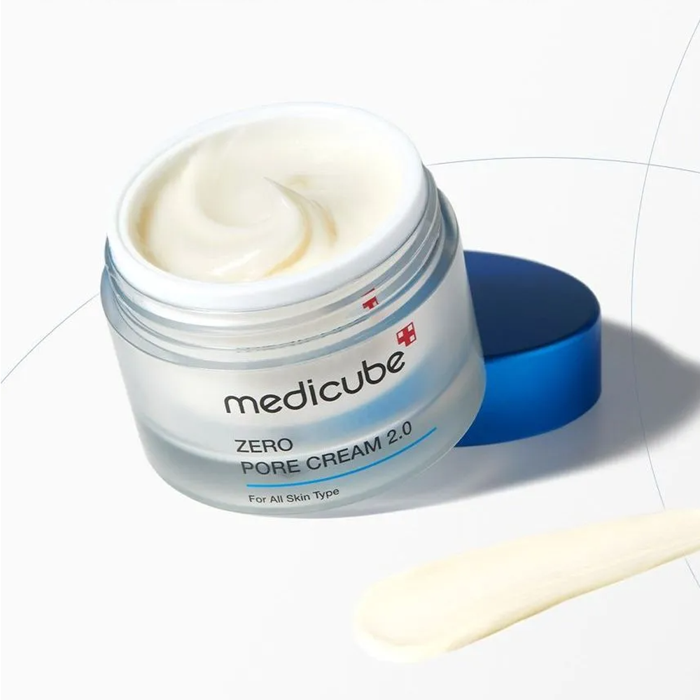 Medicube Zero Pore Cream 2.0 50ml, texture de la crème pot ouvert, soin coréen K Beauty Cosmetics