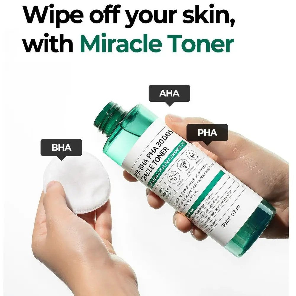 tonique AHA-BHA-PHA 30 Days Miracle Toner exfoliante et purifiante pour resserrer les pores et révéler une peau éclatante