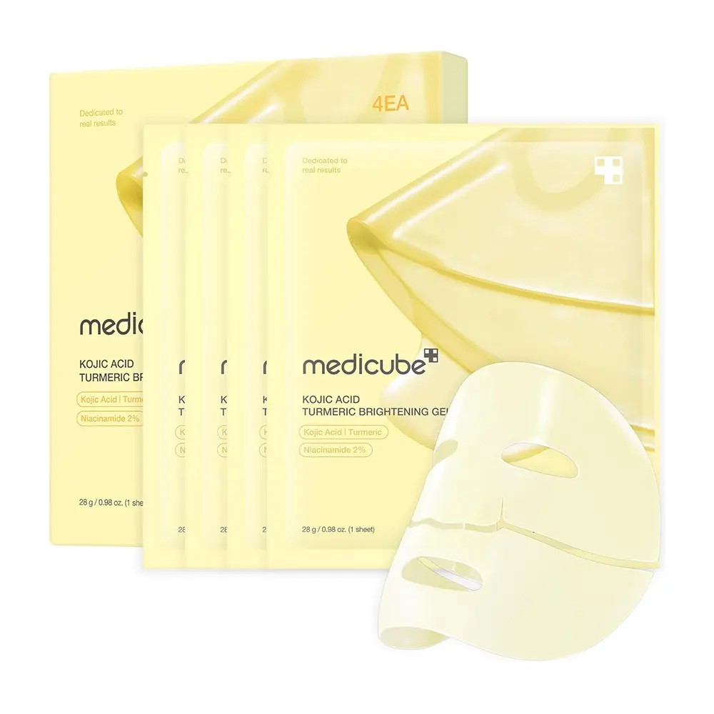 Masque éclat Kojic Acid Turmeric Brightening Gel Mask de Medicube,  pour teint lumineux