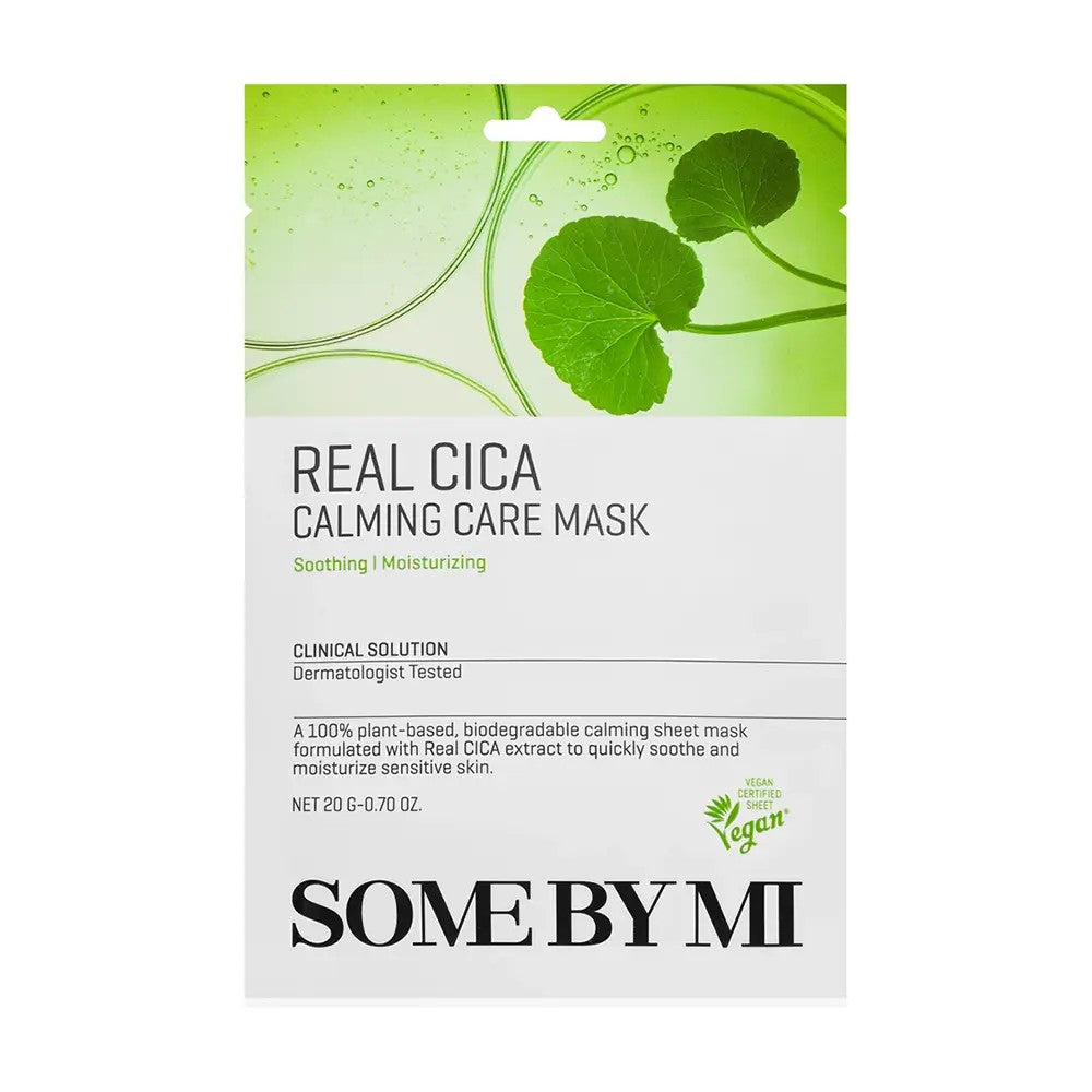 Masque Cica Calming Care Mask de Some By Mi, soin coréen apaisant à la centella asiatica pour calmer et hydrater la peau.