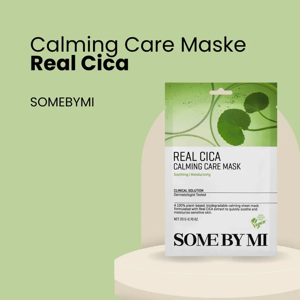Masque Cica Calming Care Mask de Some By Mi, soin coréen apaisant à la centella asiatica pour calmer et hydrater la peau.