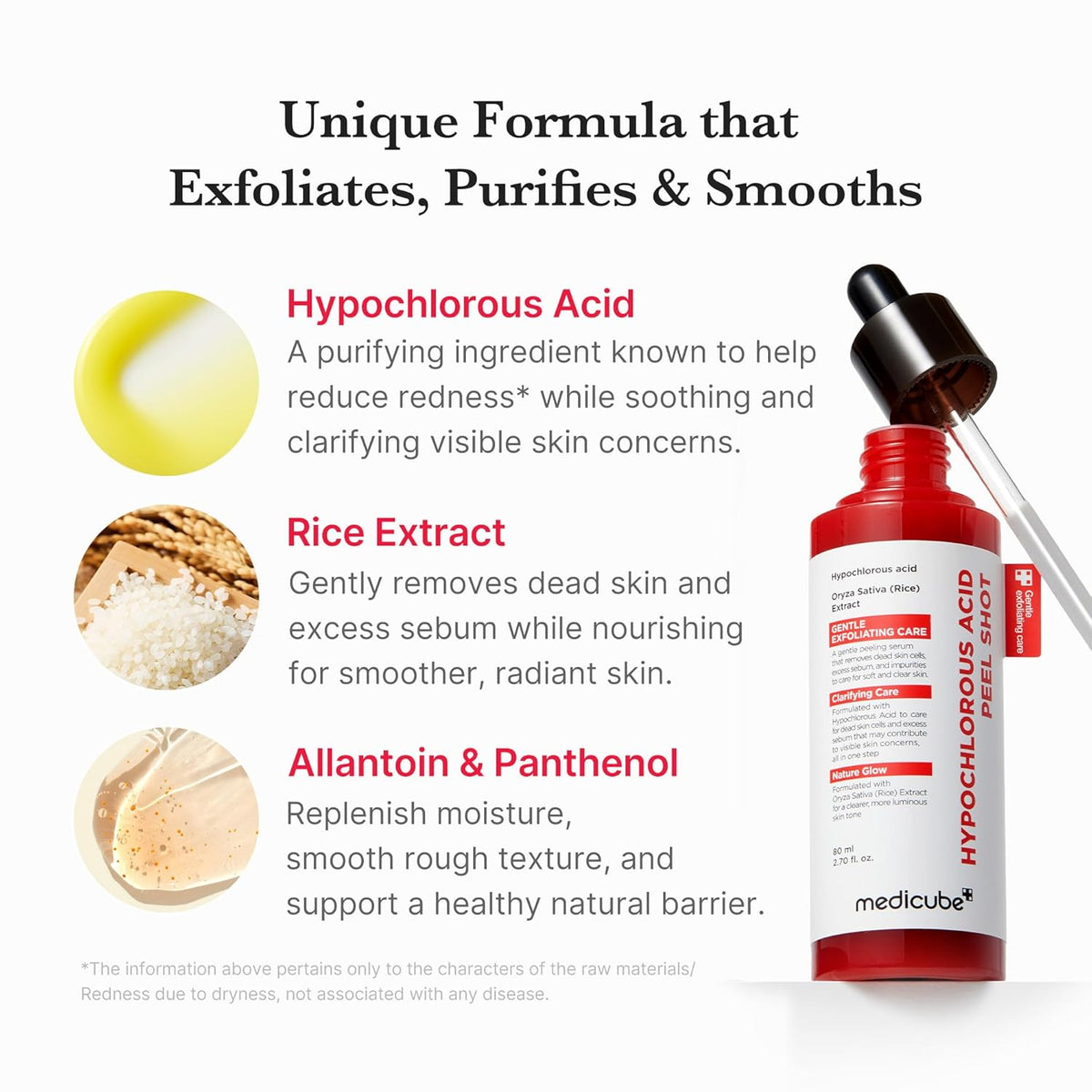 Medicube Hypochlorous Acid Rice Peel Shot, actifs et bénéfices, soin coréen K Beauty Cosmetics