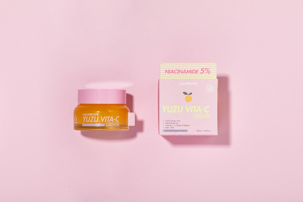 K BEAUTY COSMETICS Cosmétiques coréens  lalarecipe Yuzu Vita-C Cream soins du visage layering coréen