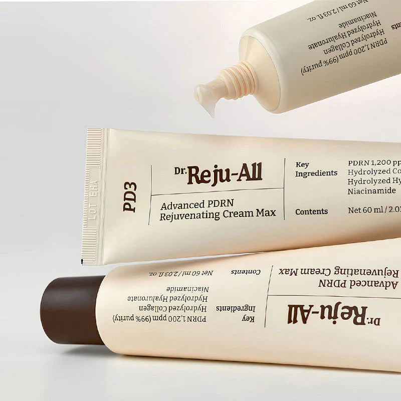 Crème régénérante au PDRN, niacinamide et acide hyaluronique. Idéale pour réparer la peau, lisser les rides et restaurer l’élasticité.
Dr Reju-all