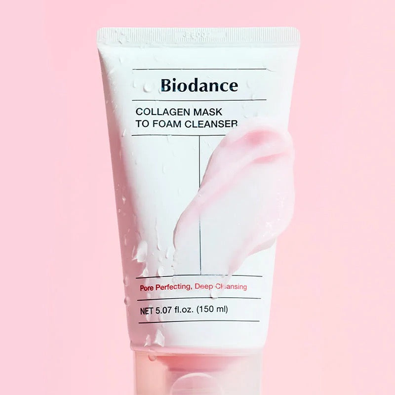 Nettoyant visage 2-en-1 au collagène et acide hyaluronique.