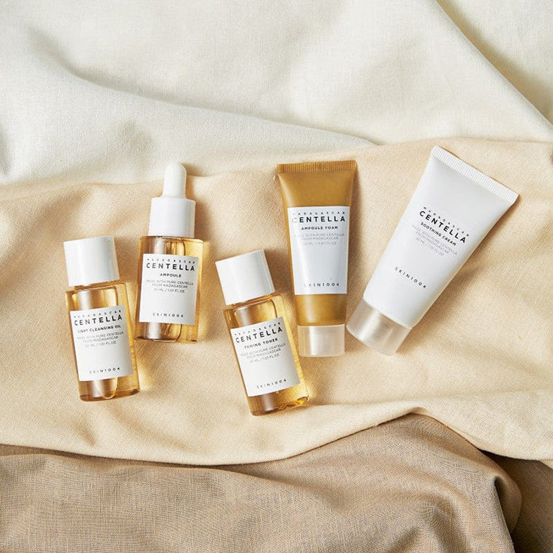 Madagascar Centella Travel Kit coffret soin visage format voyage pour apaiser, hydrater et renforcer la barrière cutanée
SKIN1004