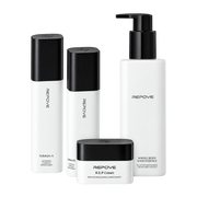 Pack REPOVE Essentials : 6G AB Solution (Solution A et Solution B), R.E.P Cream et Whole Body Wash Essence sur fond blanc