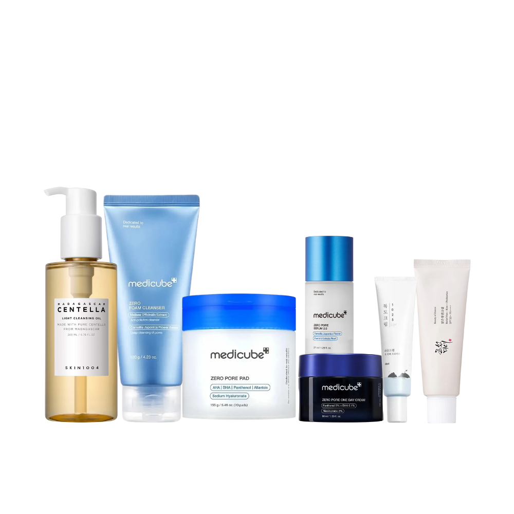 Routine pores dilatés en cosmétique coréen aux actifs sébo-régulateurs. Idéale pour purifier la peau, contrôler l’excès de sébum et resserrer les pores dans une skincare routine coréenne complète et équilibrante.