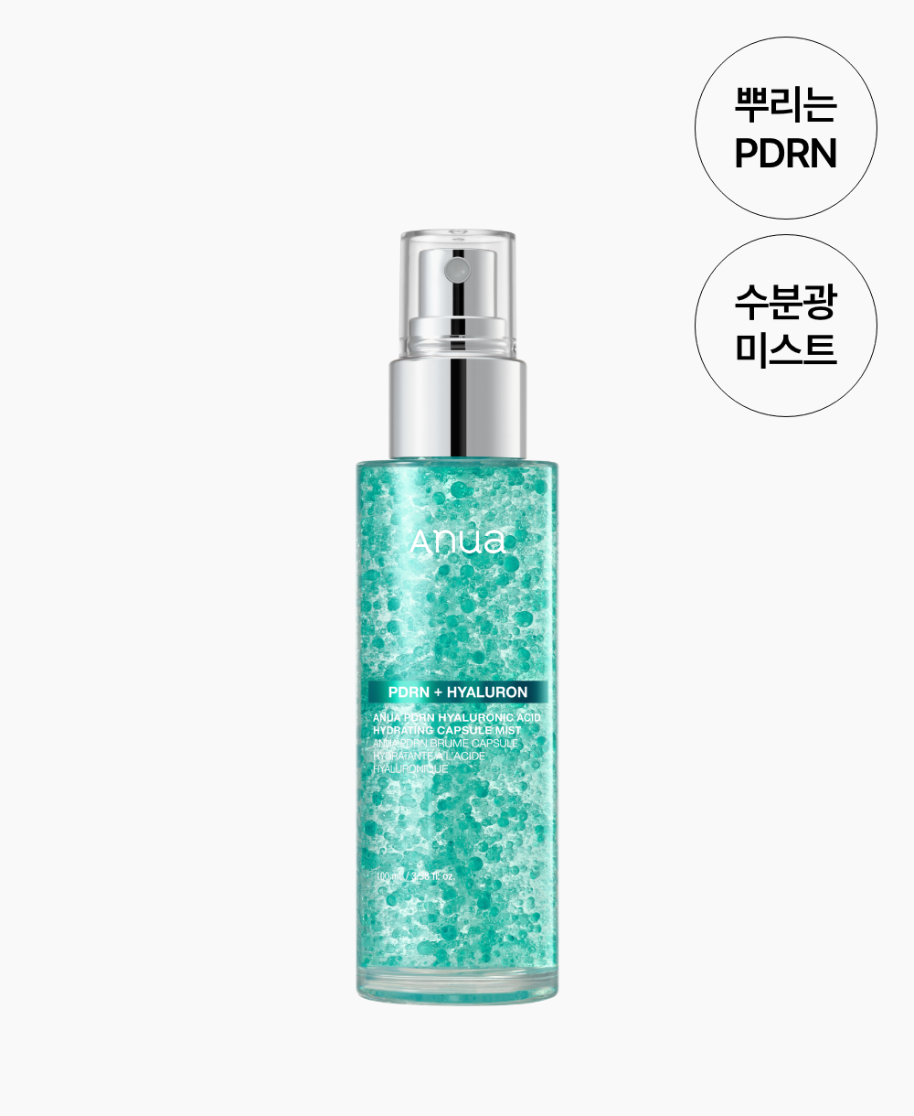 Anua PDRN Hyaluronic Acid Hydrating Capsule Mist, étiquette et actifs, soin coréen K Beauty Cosmetics