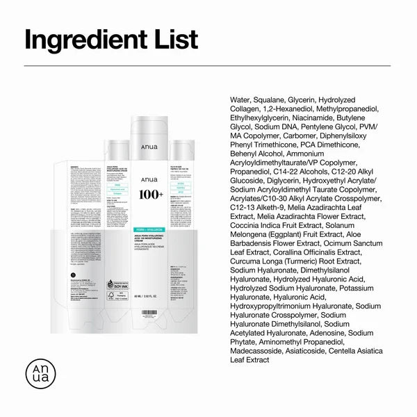 Anua PDRN Hyaluronic Acid 100 Moisture Cream 60ml, infos complémentaires, soin coréen K Beauty Cosmetics