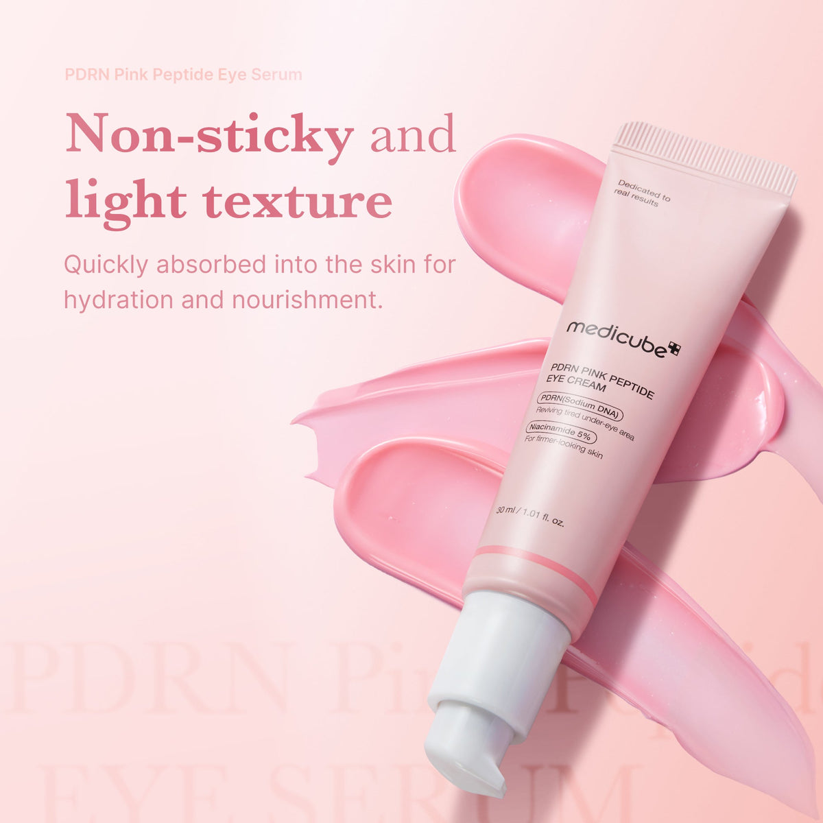 Medicube PDRN Pink Peptide Eye Cream 30 ml, texture légère qui pénètre vite, soin coréen K Beauty Cosmetics