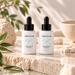 Deux flacons REPOVE HydroDNA 95 Ampoule sur une pierre claire
