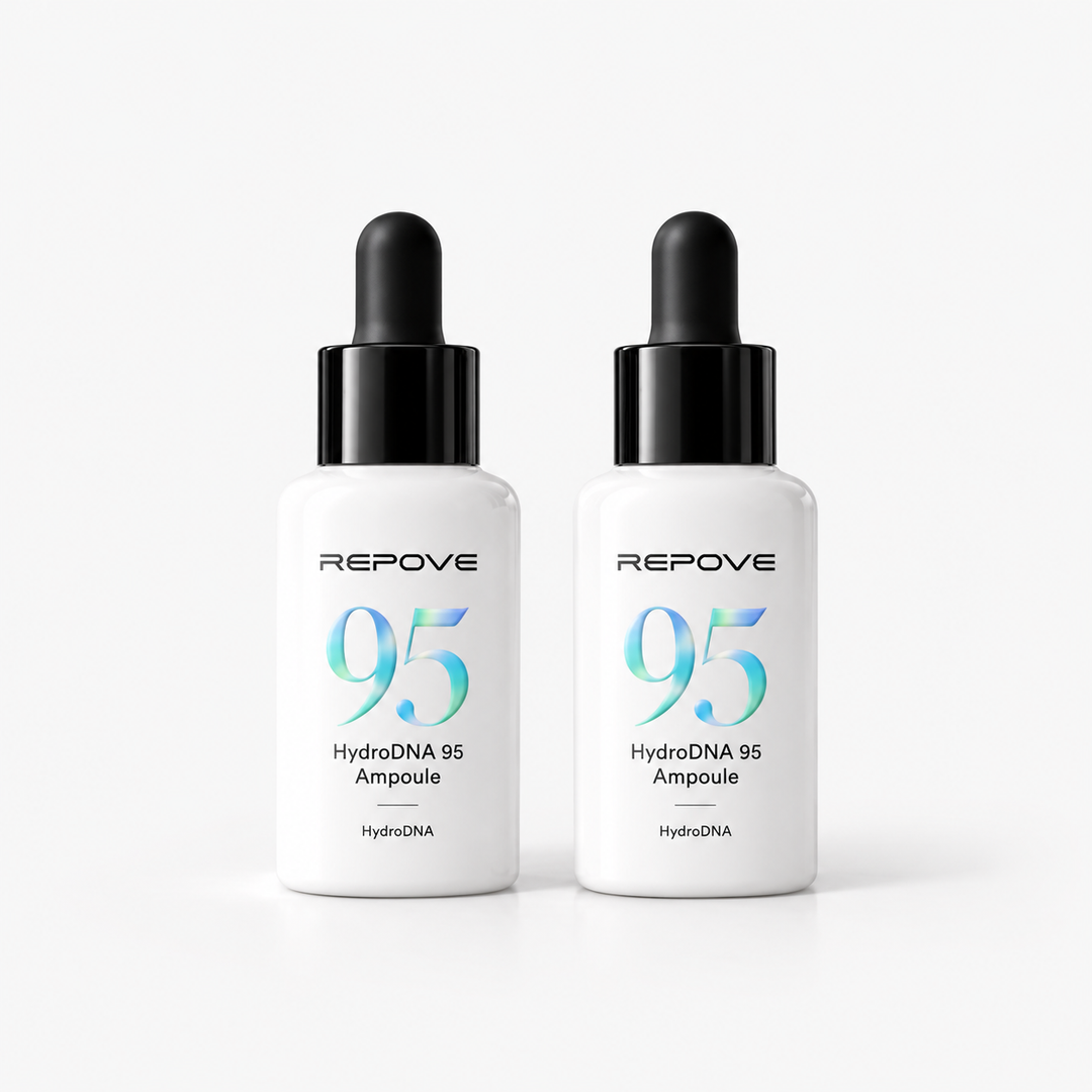 REPOVE HydroDNA 95 Ampoule, coffret de 2 flacons compte-gouttes de 30 ml, packshot sur fond clair