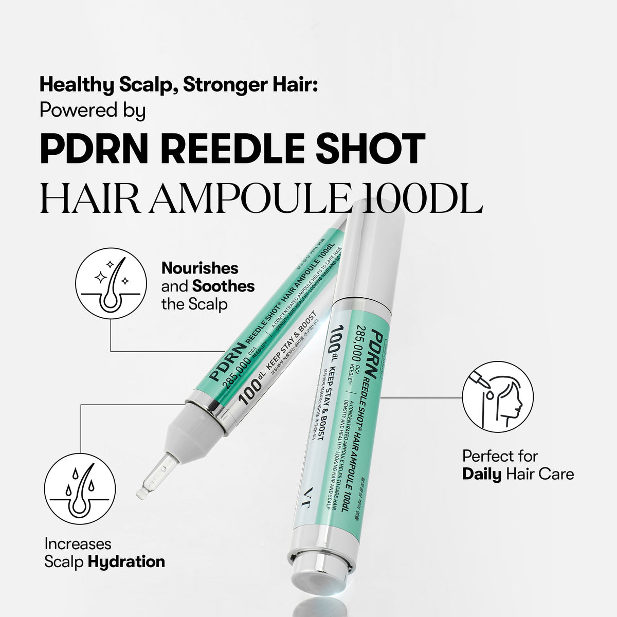 VT PDRN Reedle Shot Hair Ampoule 100dL, packshot, soin coréen K Beauty Cosmetics
